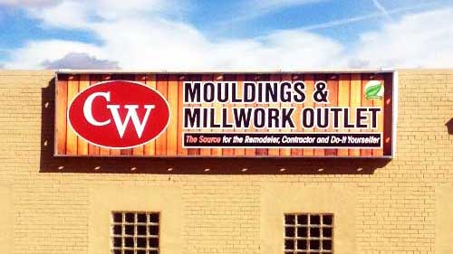 CW Mouldings & Millwork Outlet Building Sign